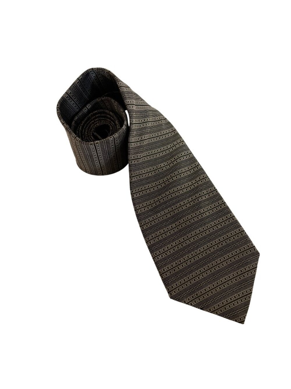 Dockers Khakis Silk Tie Gray Black Striped Mens Necktie USA Office Formal Gift